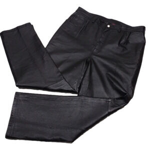 Shape FX by Newport News Black Genuine Leather High Rise Straight Leg Moto Pant